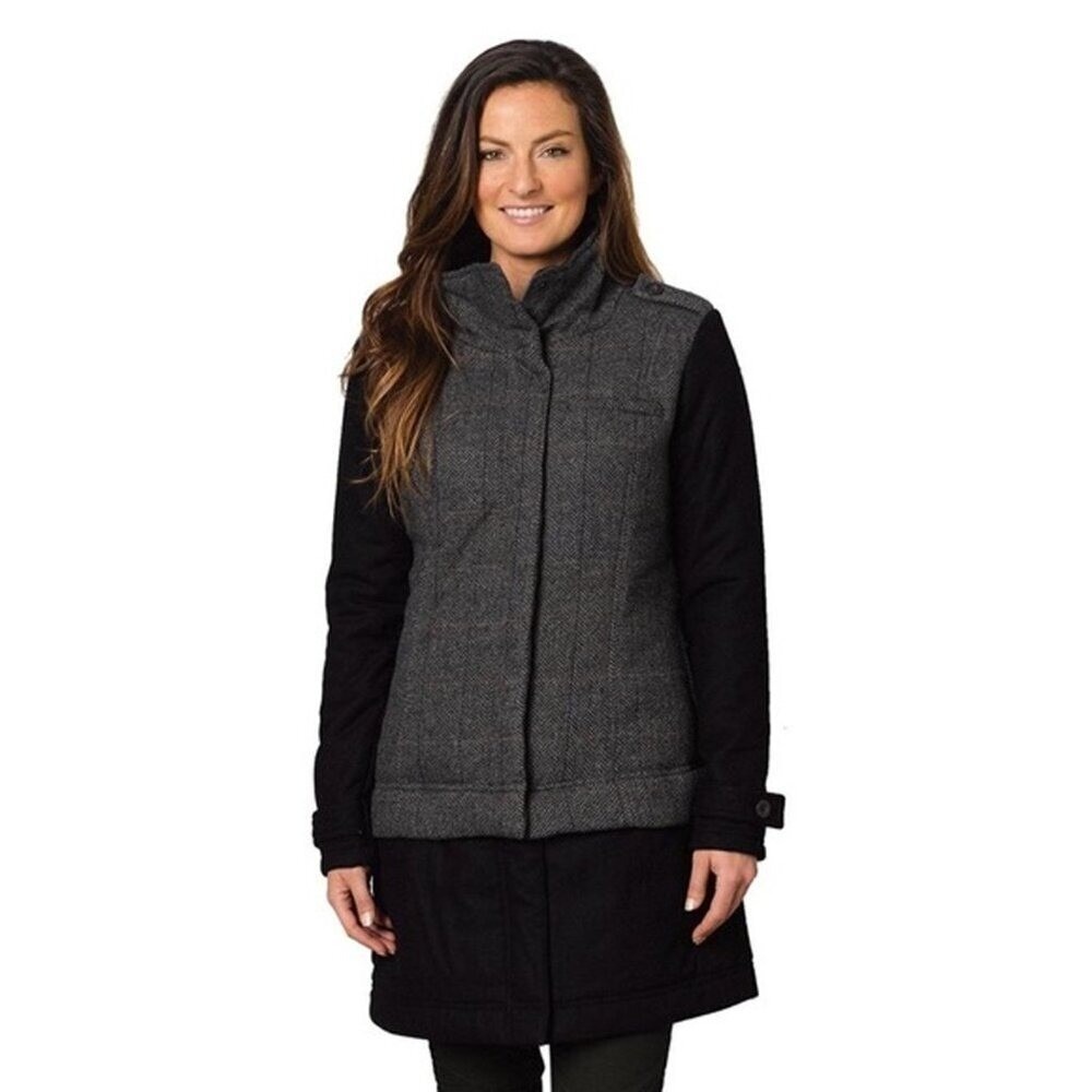 PrAna Caprise Chevron Insulated‎ Convertible Wool Blend Jacket Coat